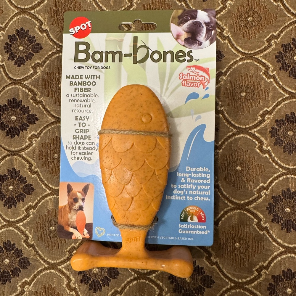 New Spot Bam-bones Salmon Flavor Dog Chew Toy
